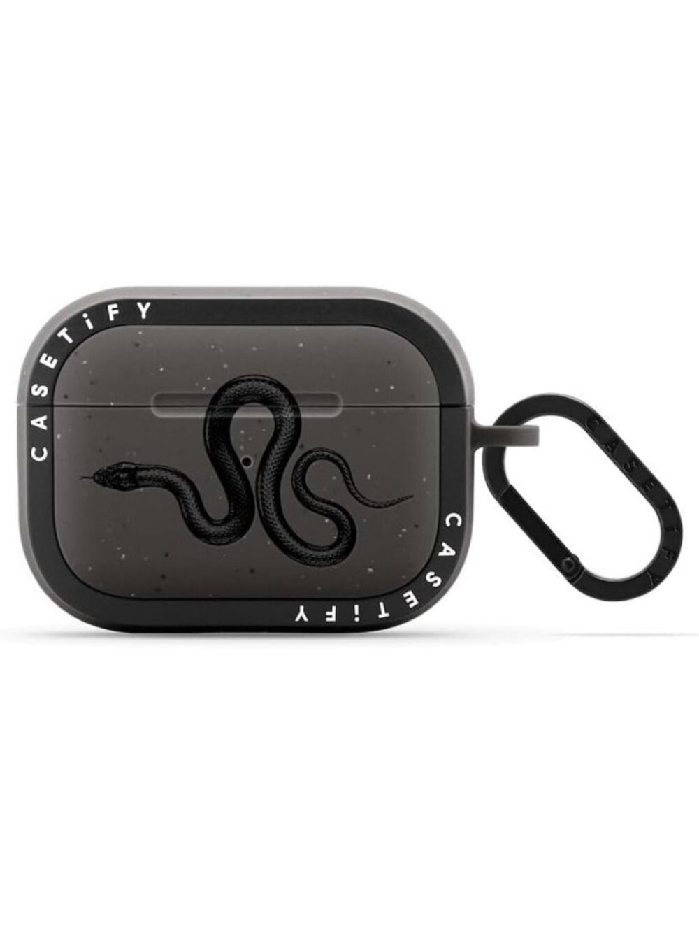 Stylish Black Kingsnake AirPods Pro Case with Ring - Durable Matte Charcoal